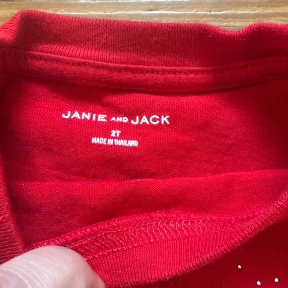 Janie and Jack red Peanuts Christmas holiday long sleeve shirt SIZE 2T - Picture 3 of 7